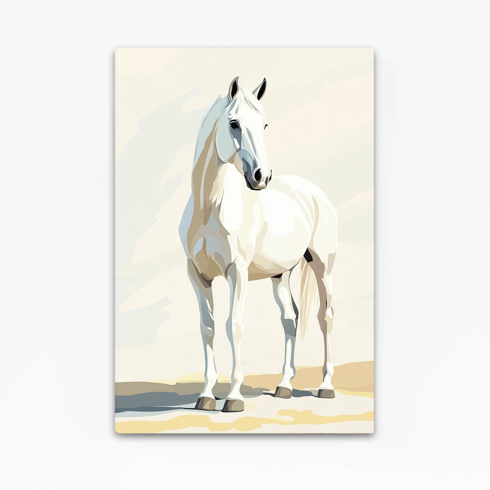 Minimal Sand Stance Horse Canvas — contemporary canvas print, angled canvas view on white background