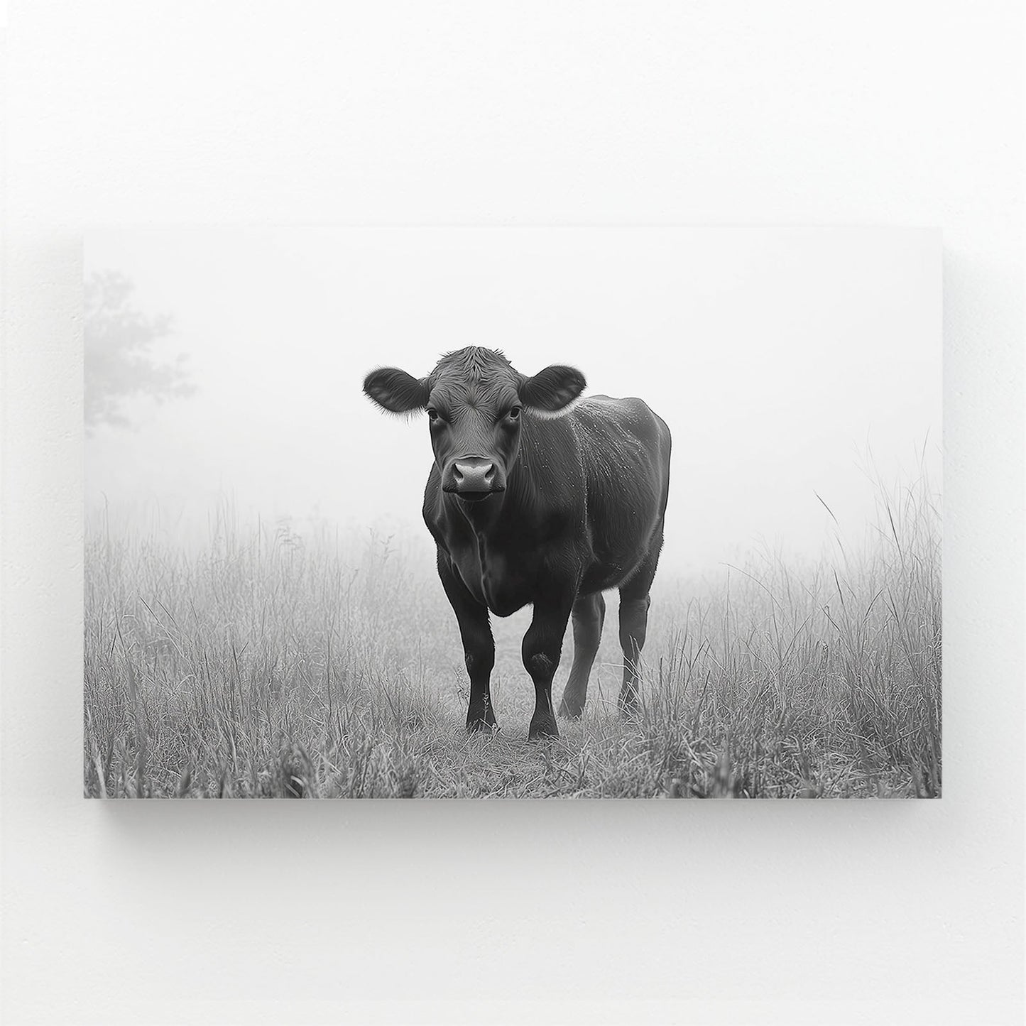 Minimalist Cow Prints – angled canvas view on white background