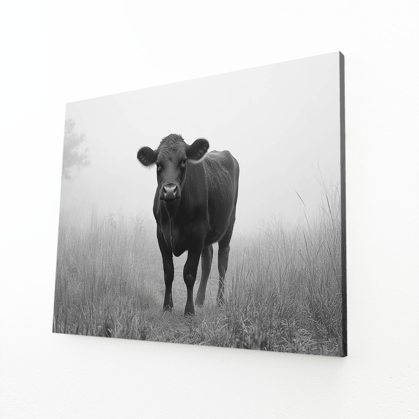 Minimalist Cow Prints – angled canvas view on white background