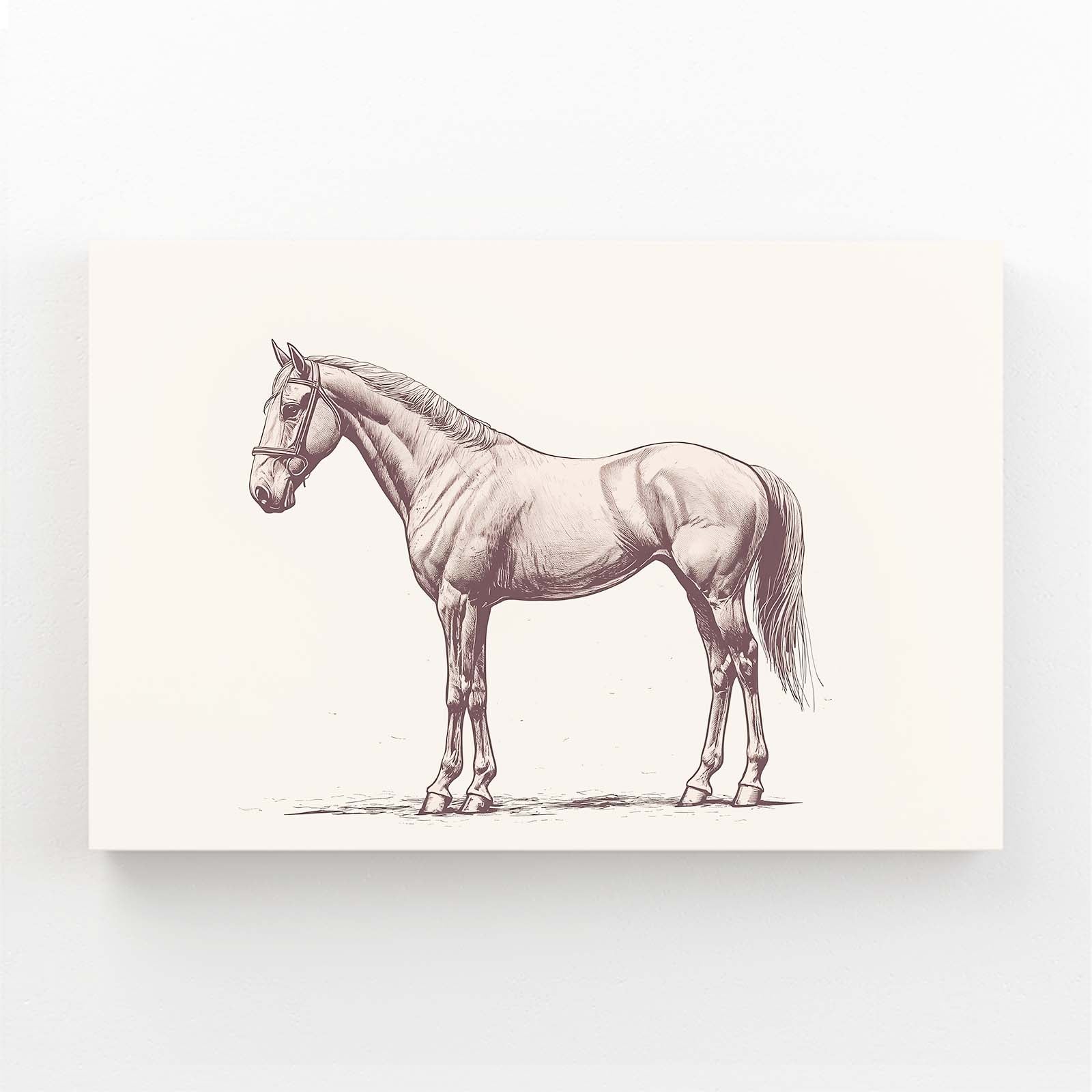 Minimalist Horse Wall Art – angled canvas view on white background