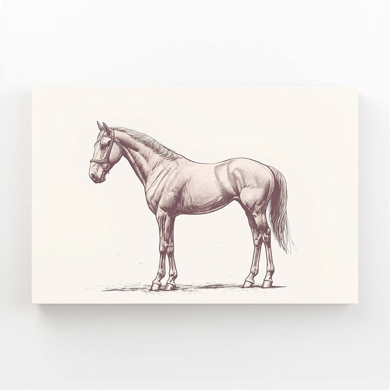 Minimalist Horse Wall Art – angled canvas view on white background