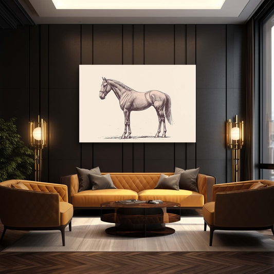 Minimalist Horse Wall Art – angled canvas view on white background
