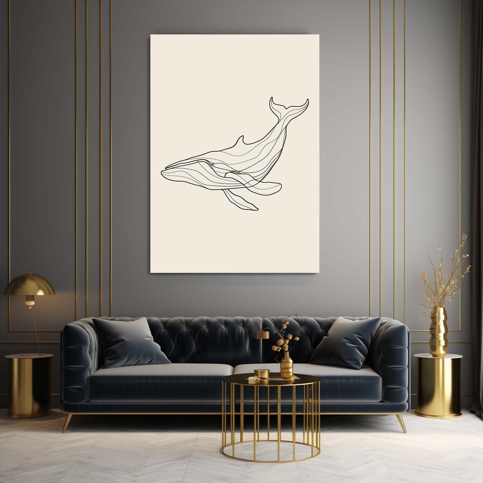 Minimalist Line Art Whale