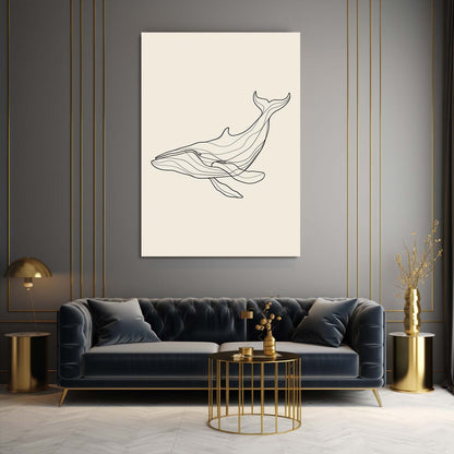 Minimalist Line Art Whale