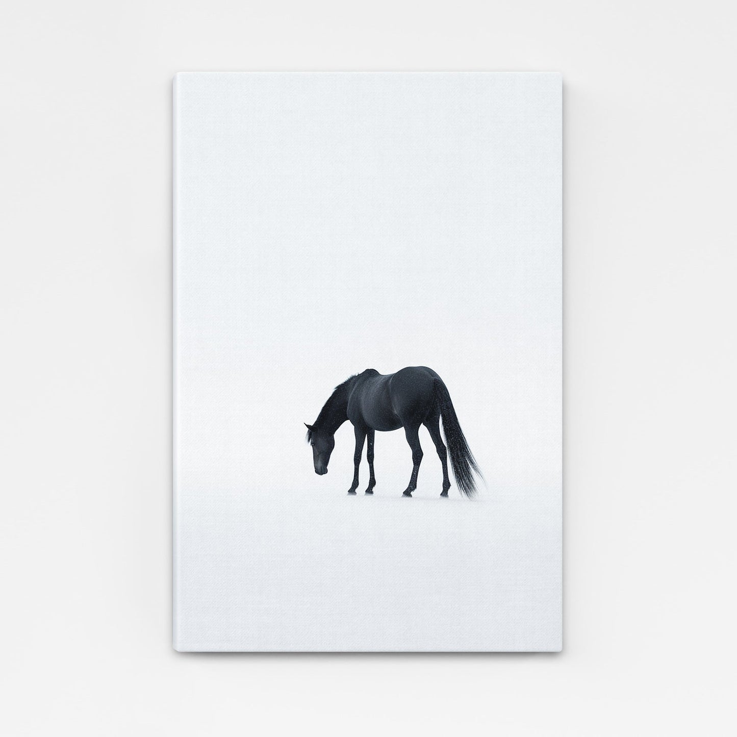 Minimalist Office Horse Artwork – angled canvas view on white background
