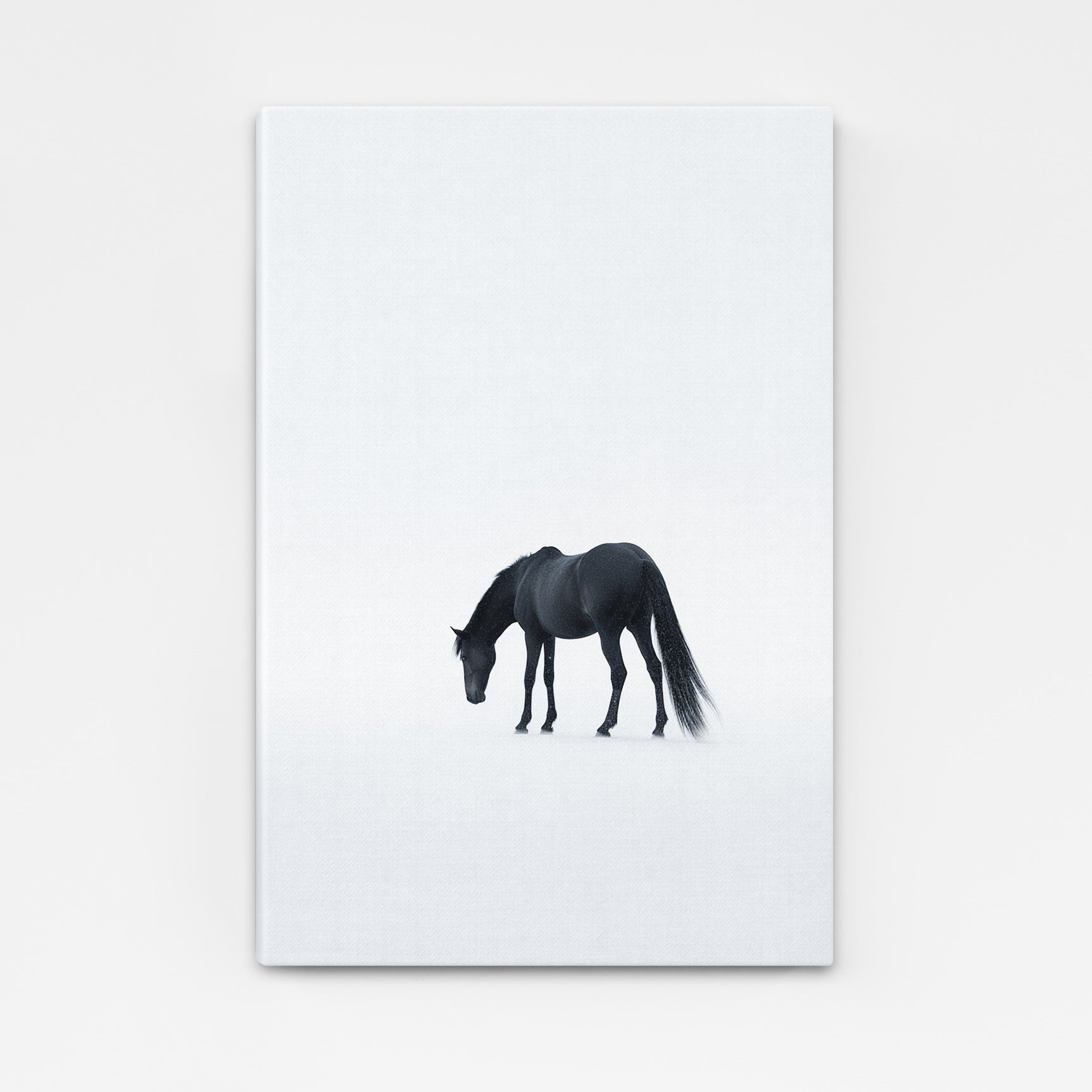 Minimalist Office Horse Artwork – angled canvas view on white background