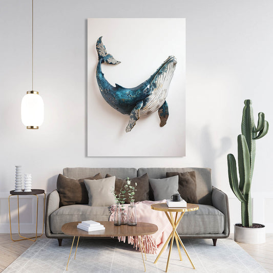 Minimalist Whale Art — contemporary canvas print in white tones, view 3