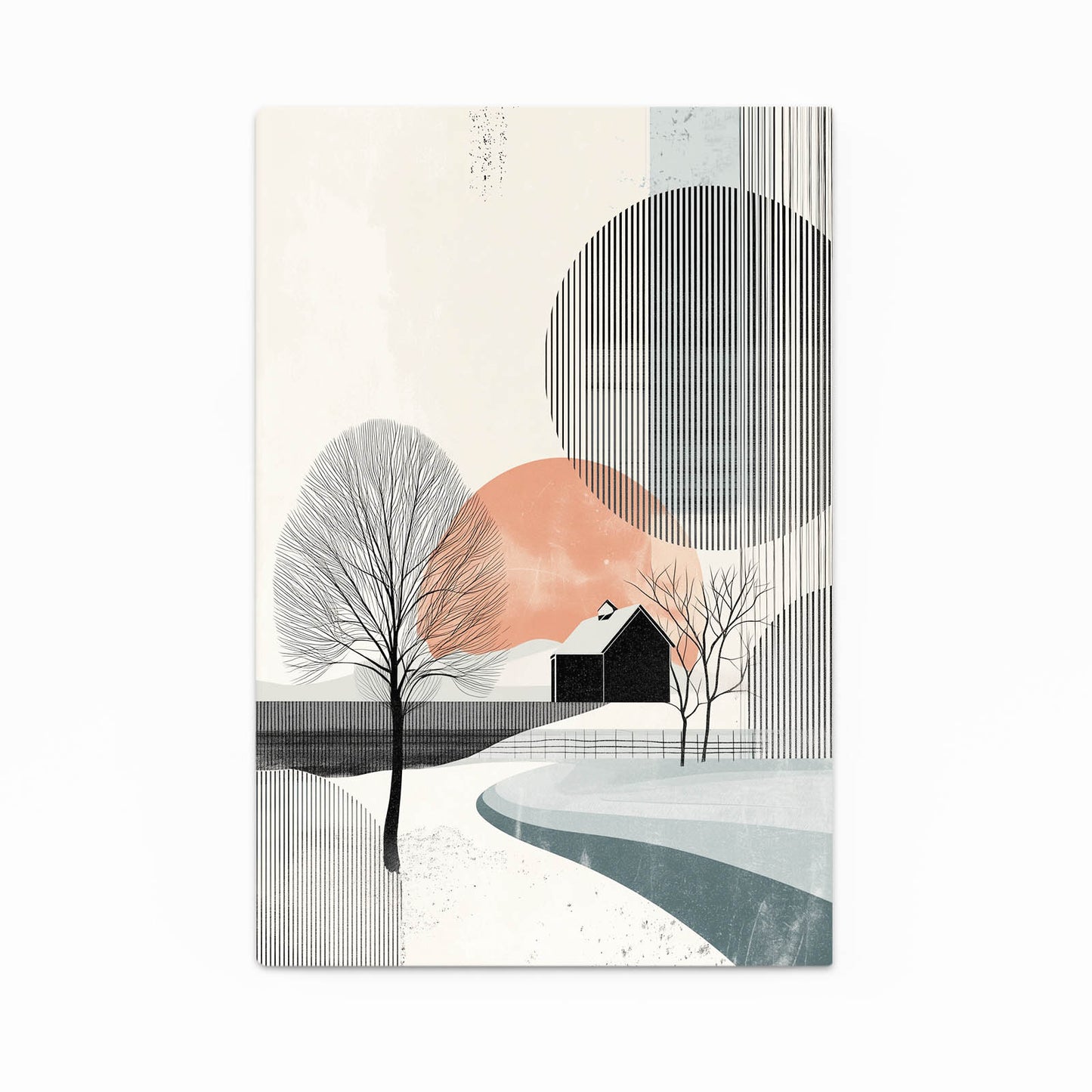 Minimalist Winter Scene Farmhouse Art – minimalist winter scene farmhouse canvas print