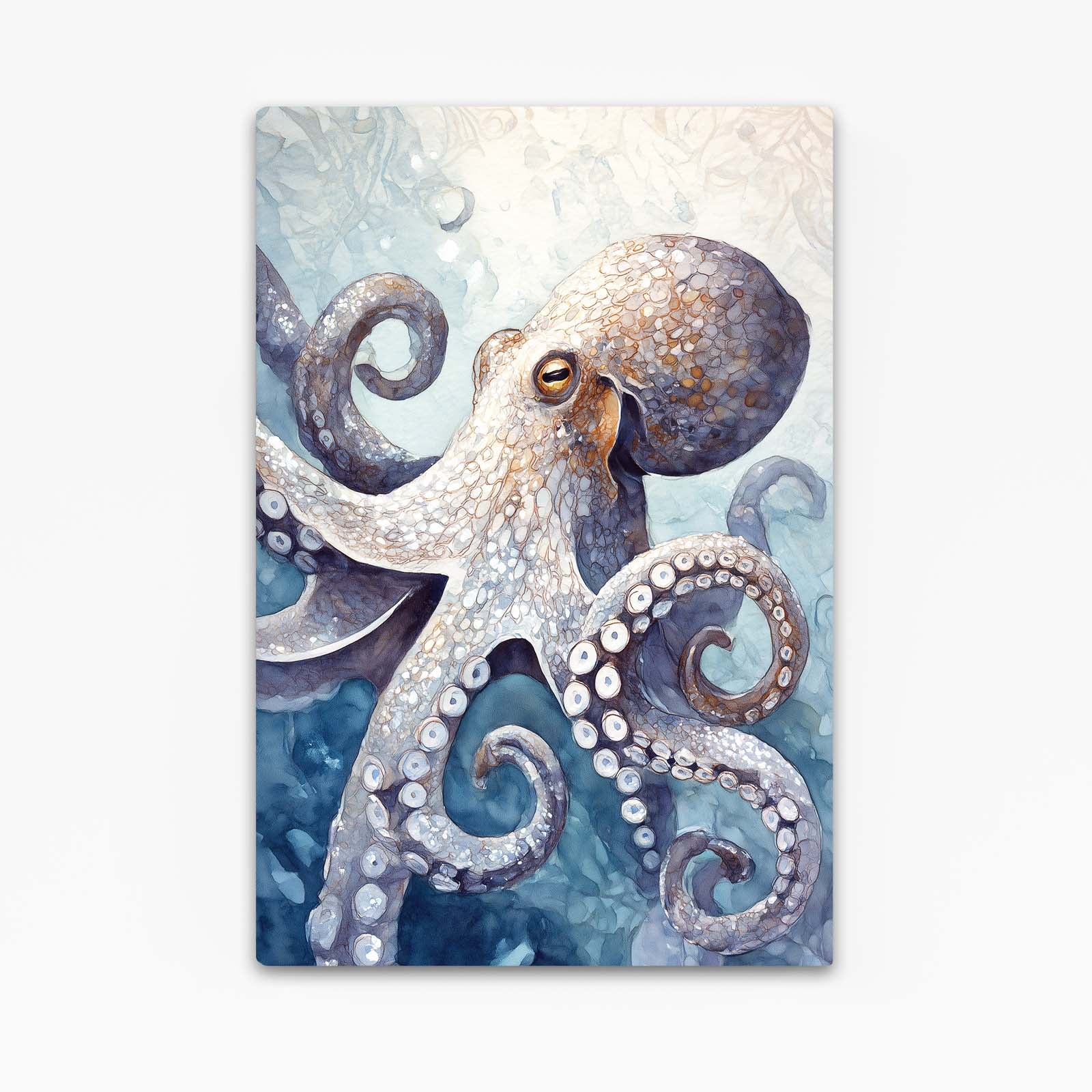 Misty Ocean Realism Octopus Prints – canvas print on white background
