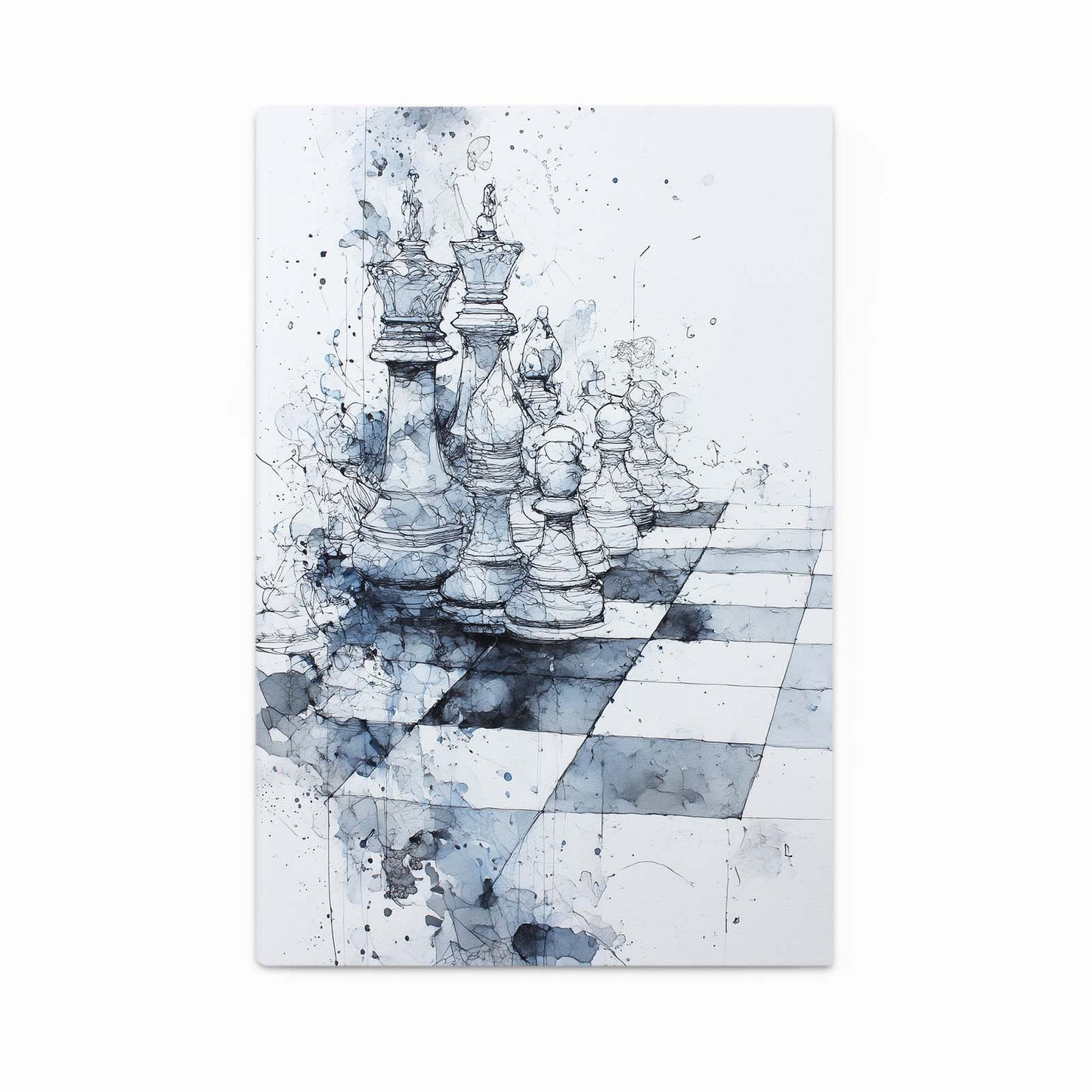 Misty Watercolor Board Chess Art – canvas print on white background