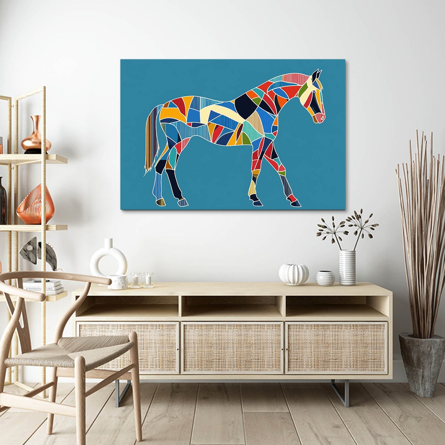 Mix Horse Canvas Art – angled canvas view on white background