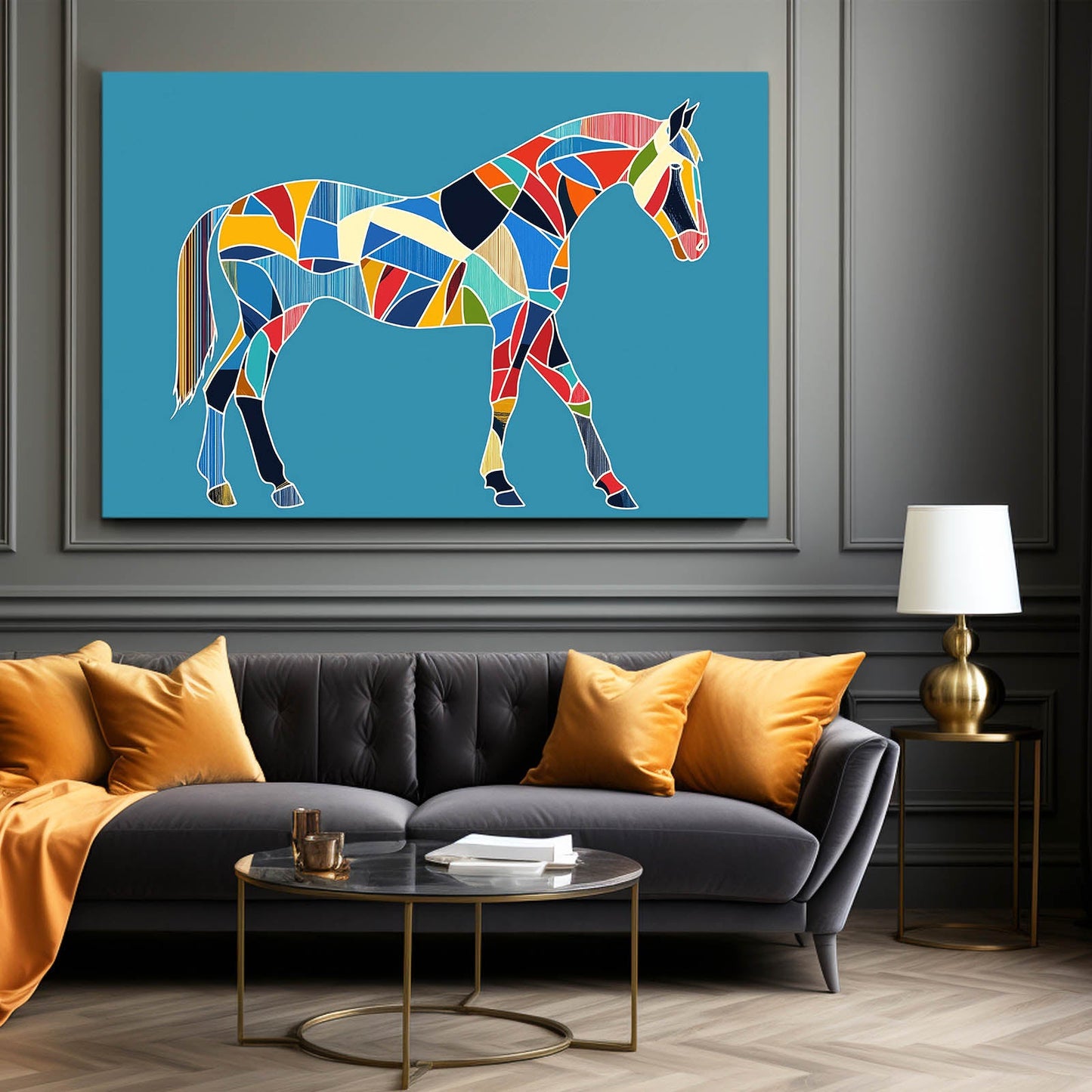 Mix Horse Canvas Art – angled canvas view on white background