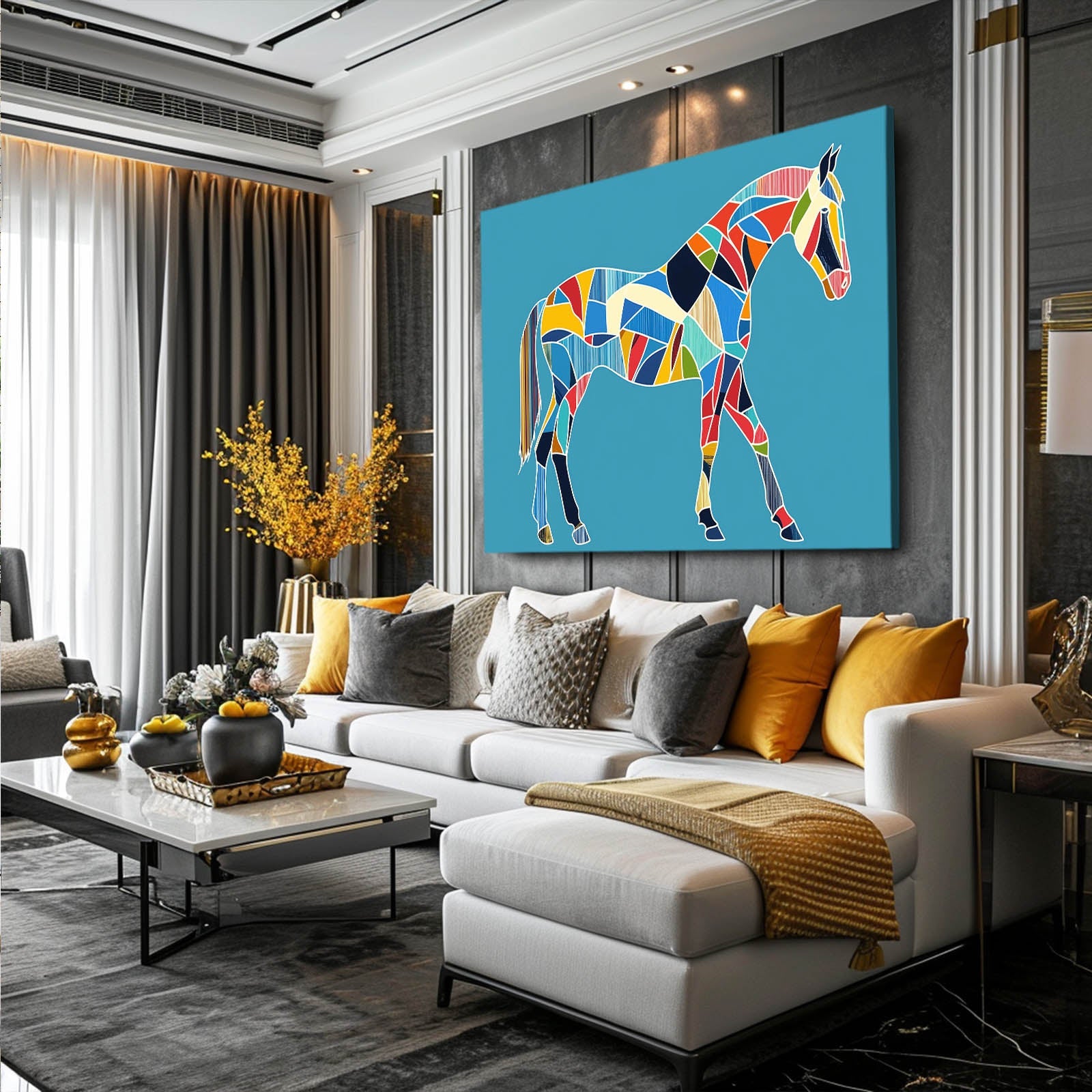 Mix Horse Canvas Art – angled canvas view on white background