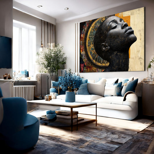 Modern African American Wall Art — african art canvas print in brown tones, view 4