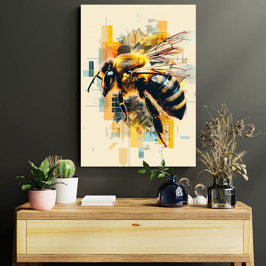 Modern Bee Art — abstract canvas print in orange tones, view 3