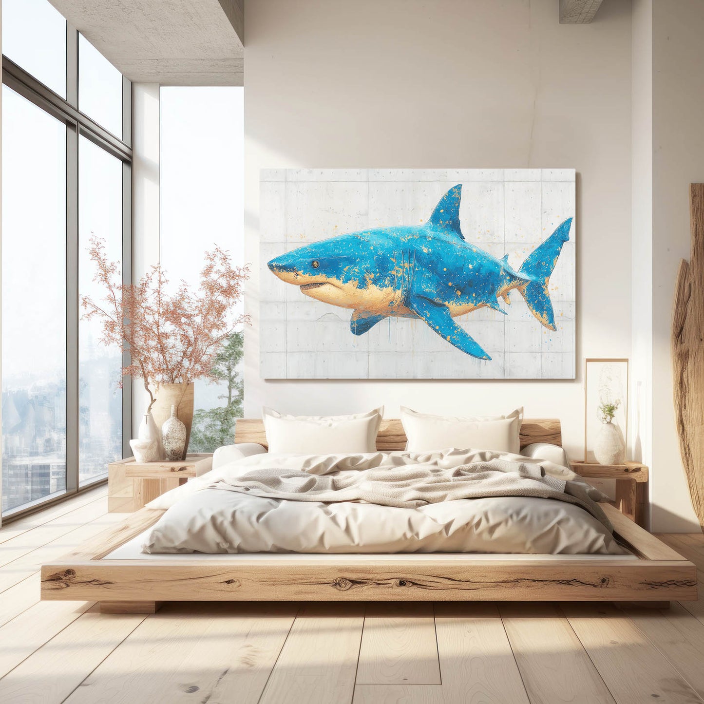 Modern Blueprint Shark Canvas – styled in a furnished interior