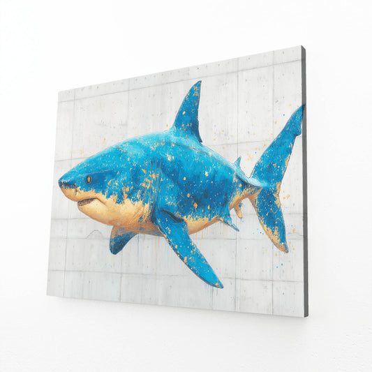 Modern Blueprint Shark Canvas – canvas print on white background