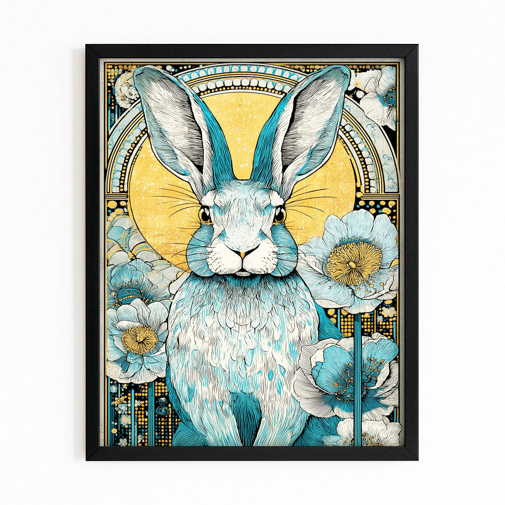 Modern Bunny Canvas – with Premium Black frame on white background