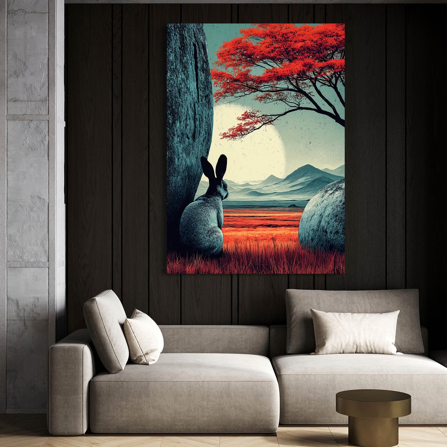 Modern Bunny Prints – angled canvas view on white background