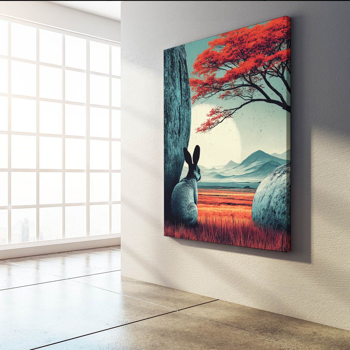 Modern Bunny Prints – angled canvas view on white background