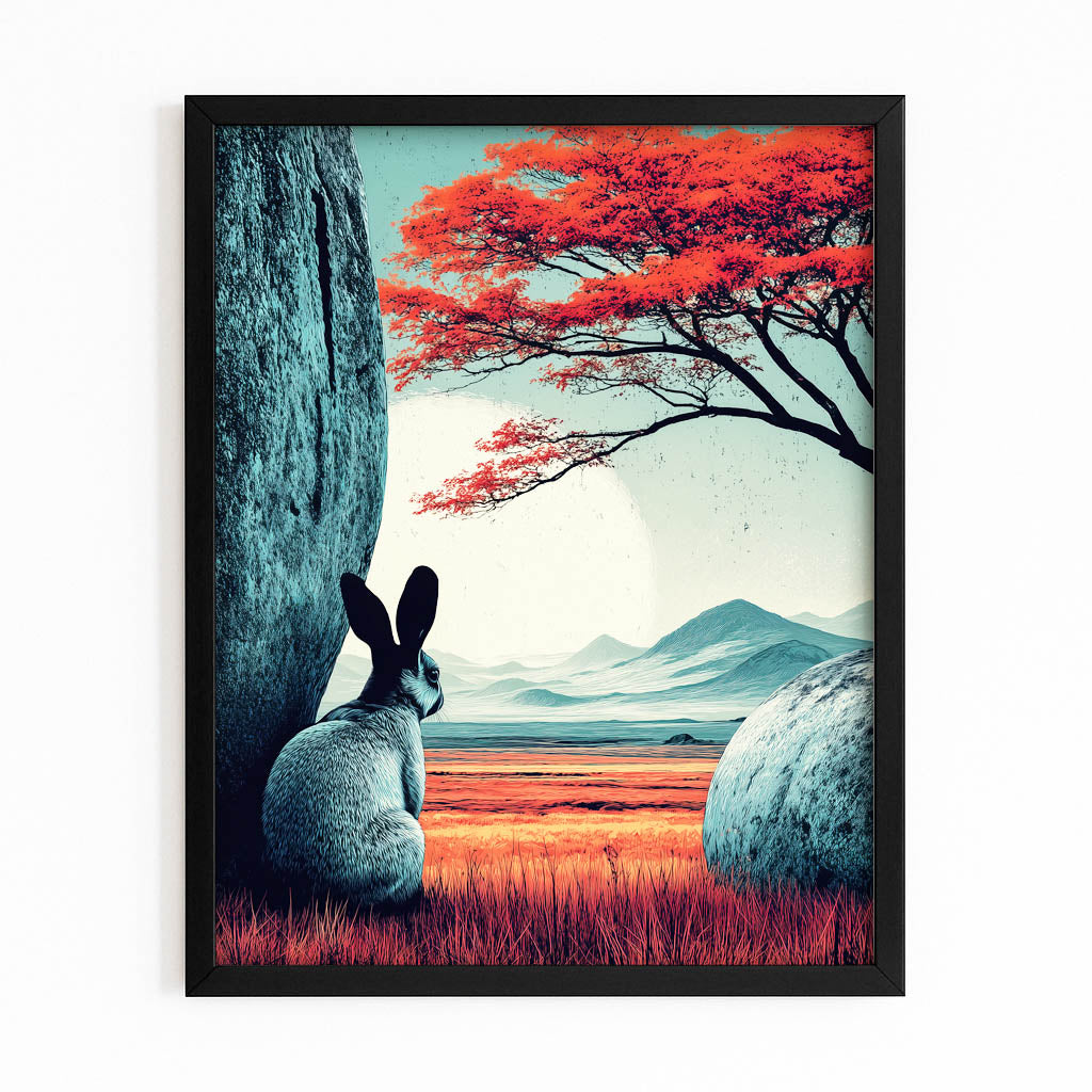 Modern Bunny Prints – with Premium Black frame on white background