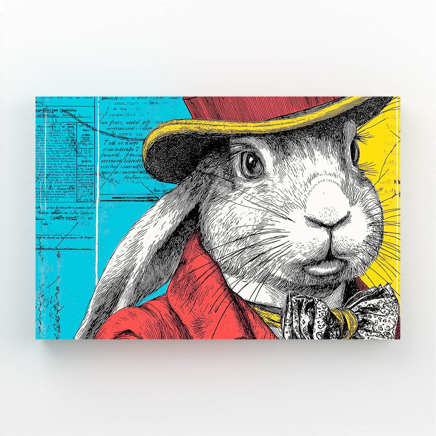 Modern Bunny Wall Art – angled canvas view on white background