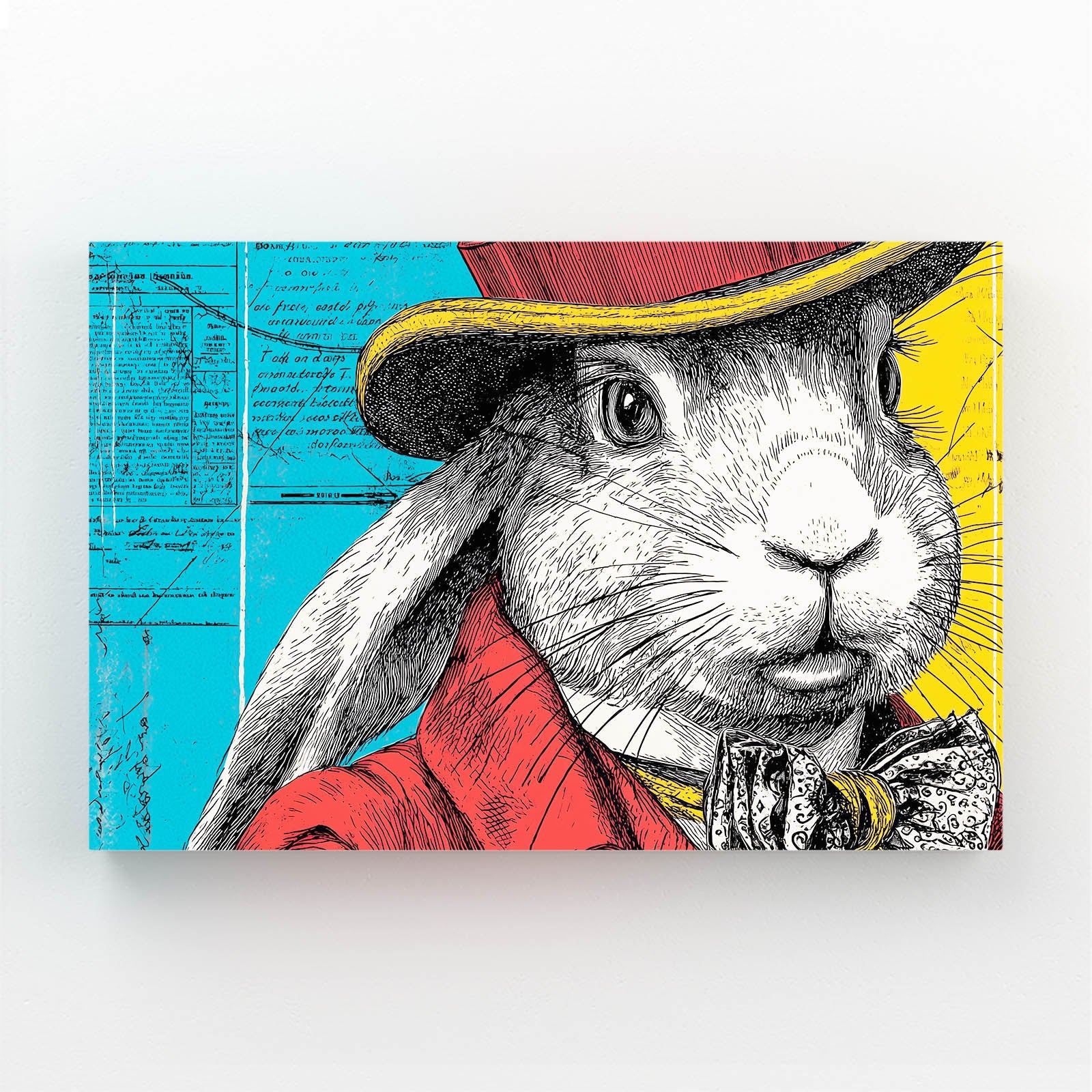 Modern Bunny Wall Art – angled canvas view on white background