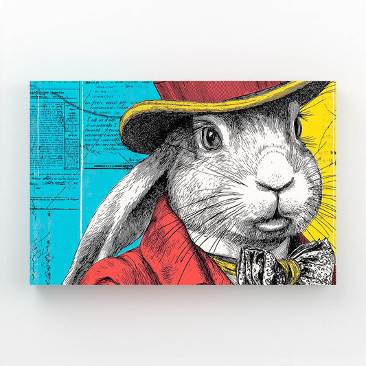 Modern Bunny Wall Art – angled canvas view on white background