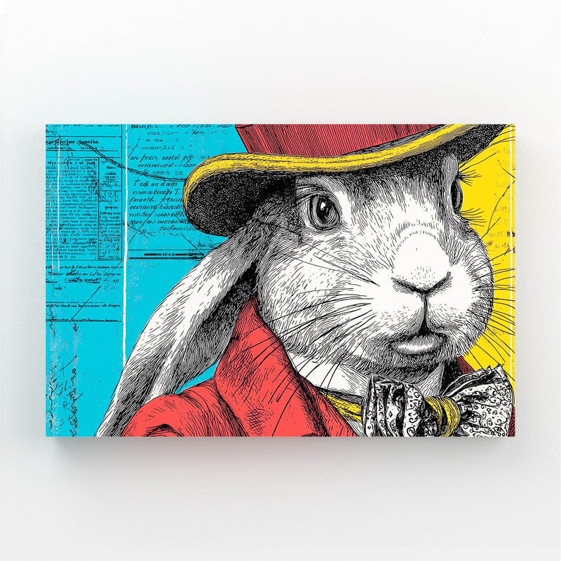 Modern Bunny Wall Art – angled canvas view on white background