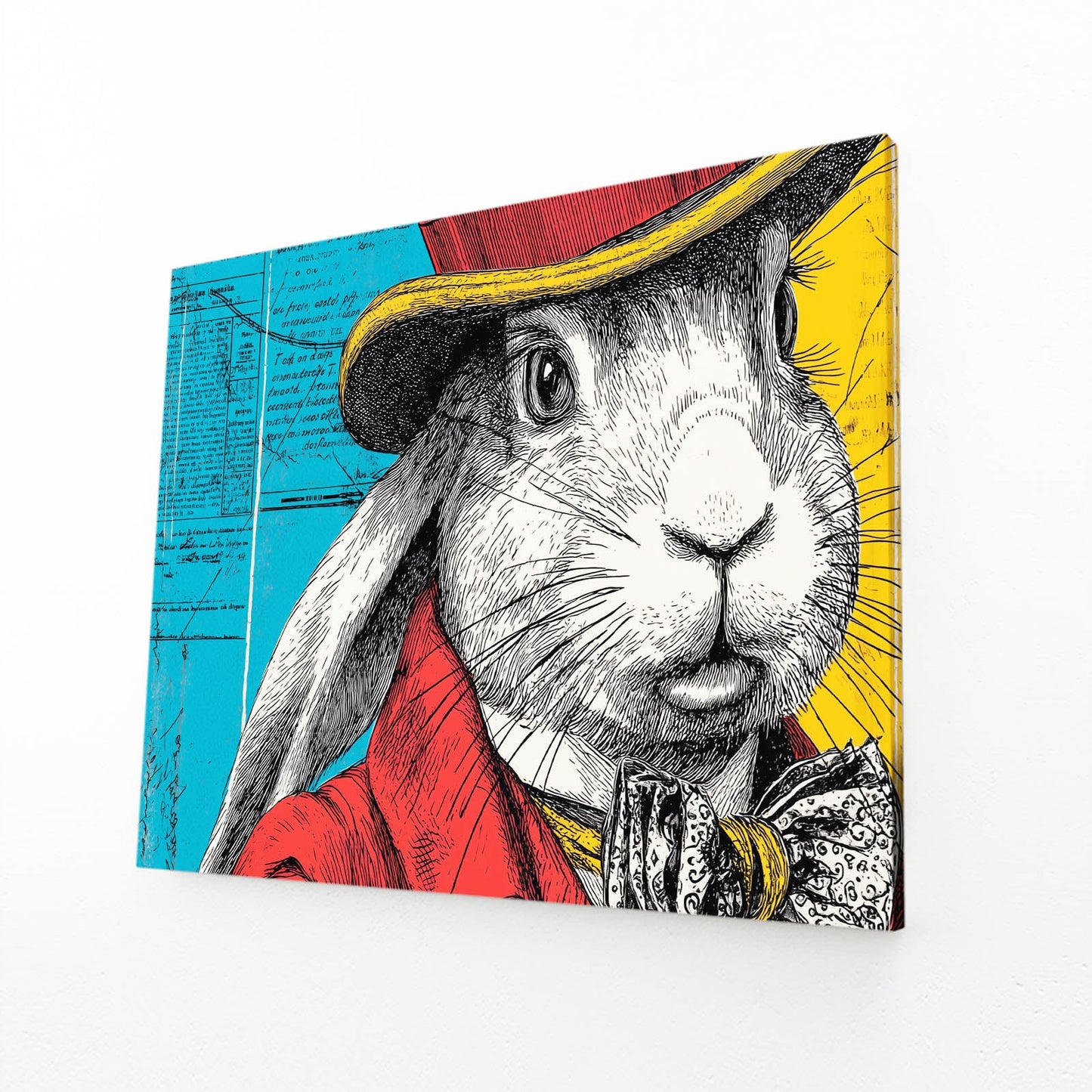 Modern Bunny Wall Art – angled canvas view on white background