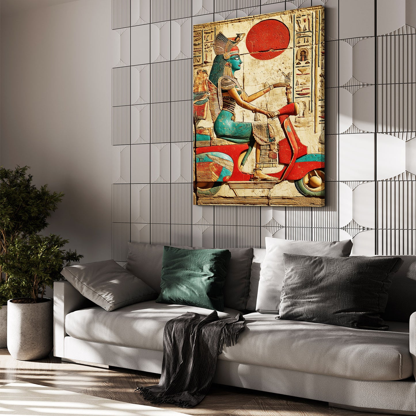 Modern Pharaoh Scooter Egyptian Canvas – styled in a furnished interior