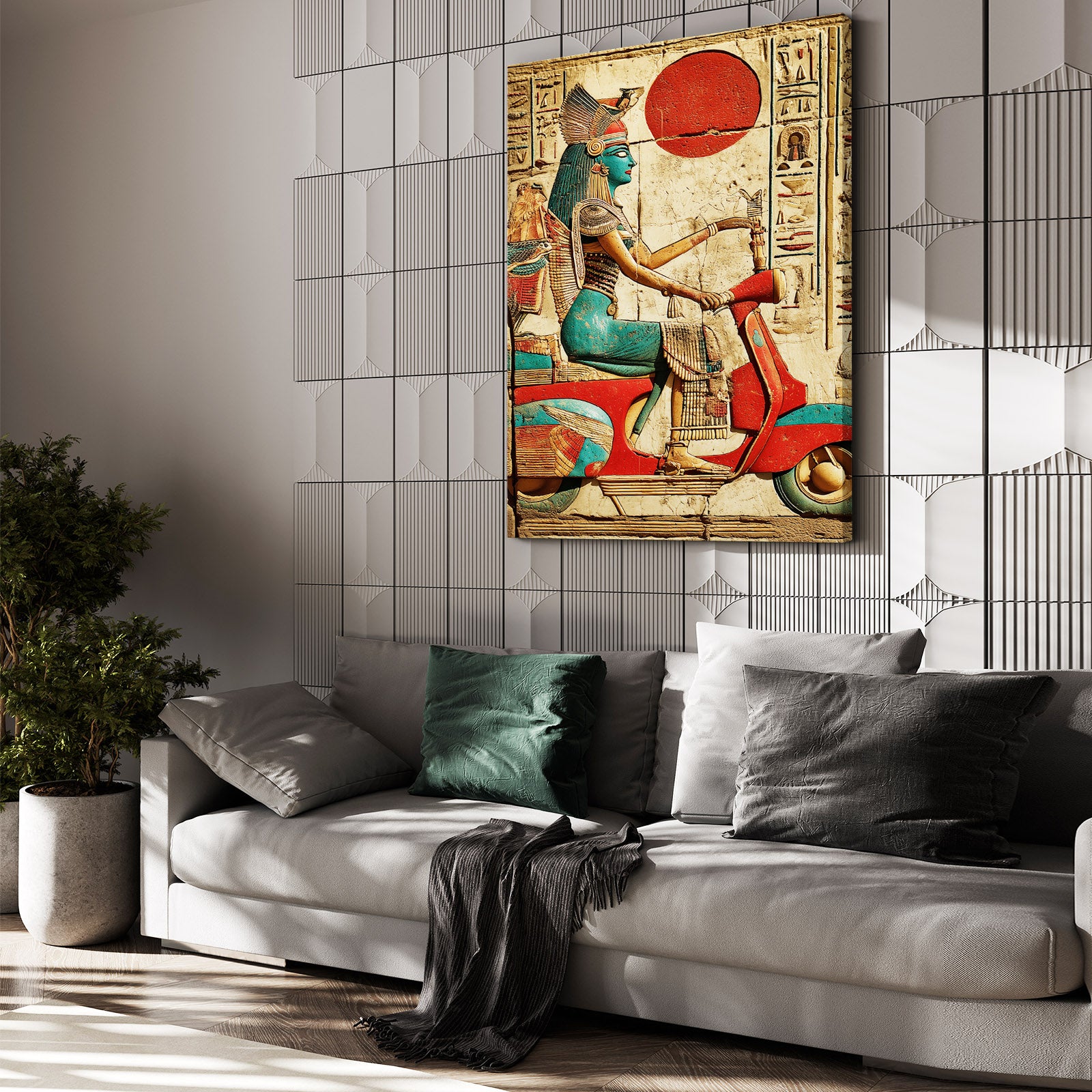 Modern Pharaoh Scooter Egyptian Canvas – styled in a furnished interior