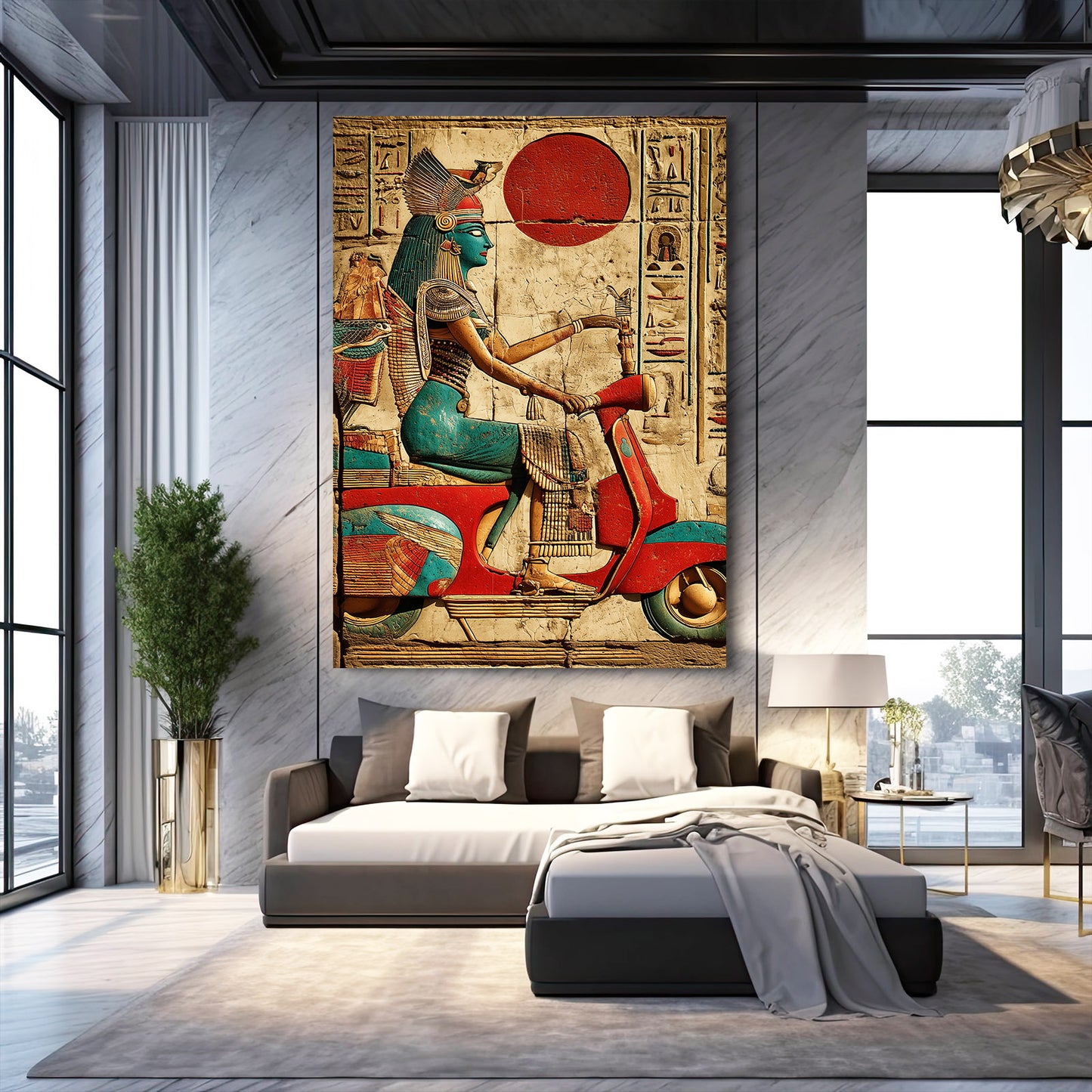 Modern Pharaoh Scooter Egyptian Canvas – styled in a furnished interior