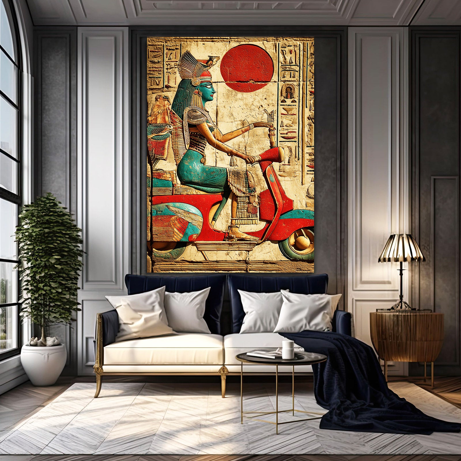 Modern Pharaoh Scooter Egyptian Canvas – styled in a furnished interior