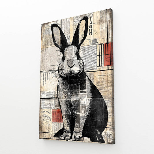 Modern Rabbit Canvas Art – angled canvas view on white background