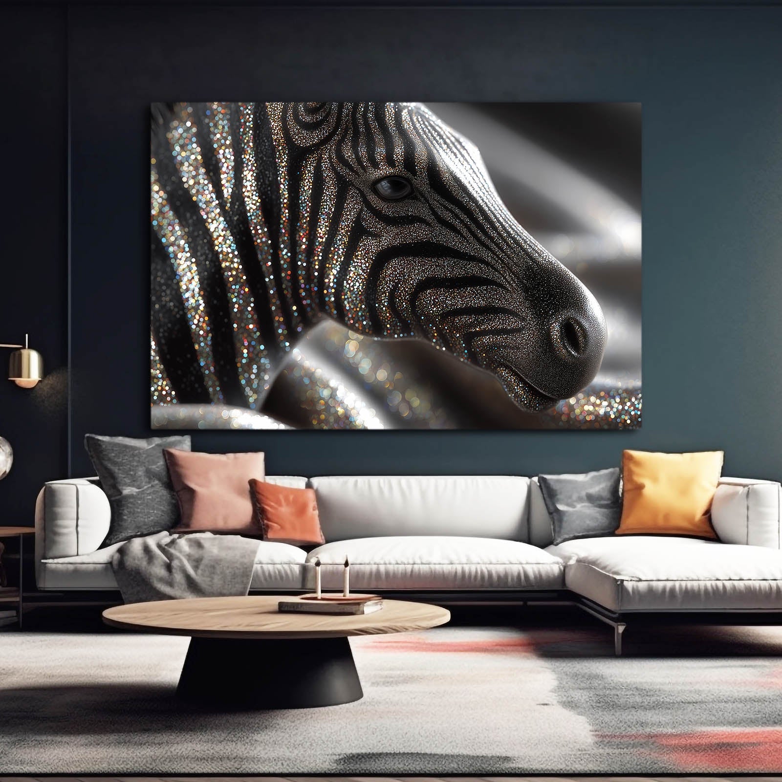Modern Zebra Art – styled in a furnished interior