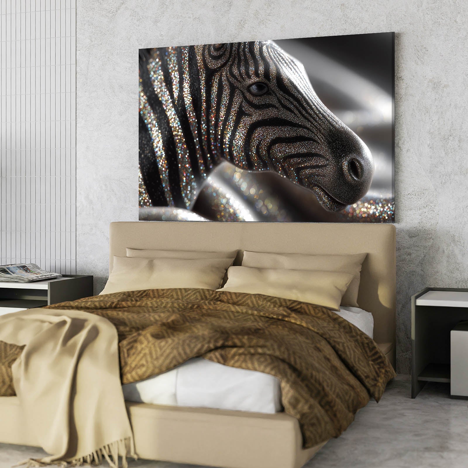 Modern Zebra Art – styled in a furnished interior