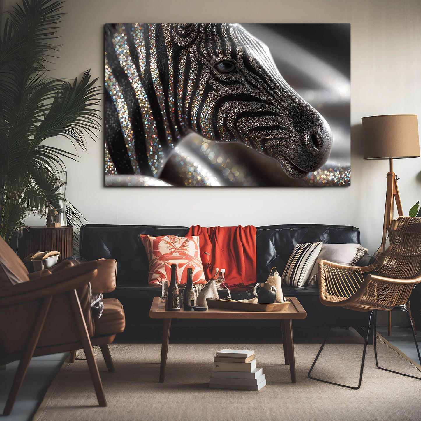 Modern Zebra Art – styled in a furnished interior