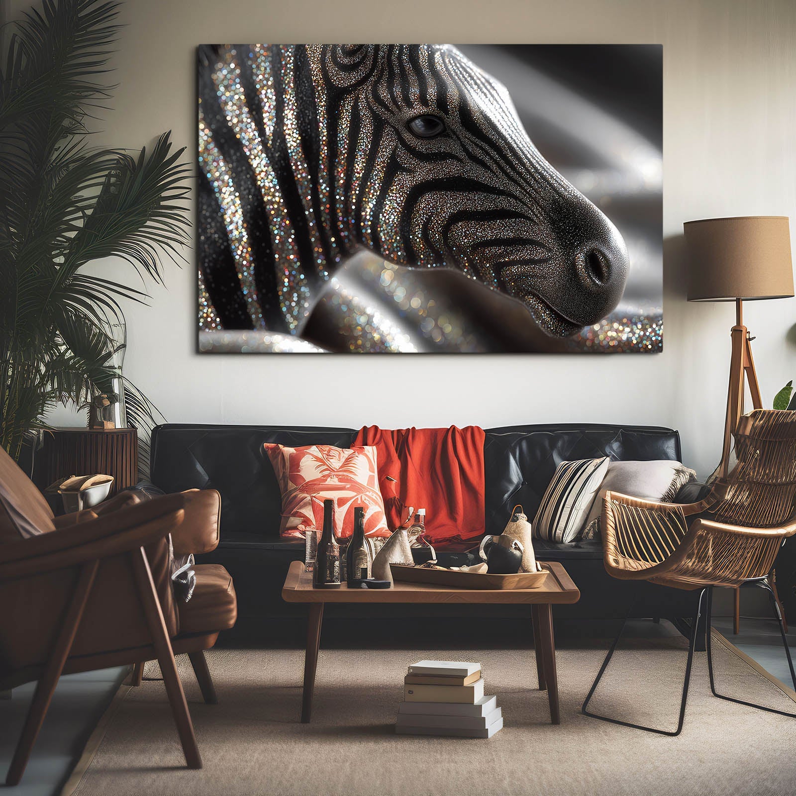 Modern Zebra Art – styled in a furnished interior