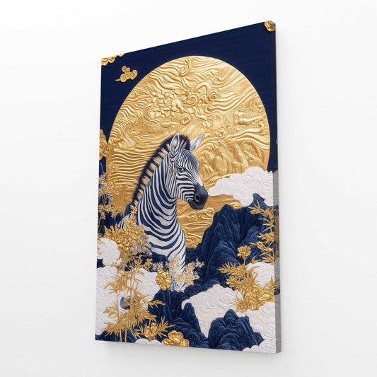 Modern Zebra Canvas – angled canvas view on white background