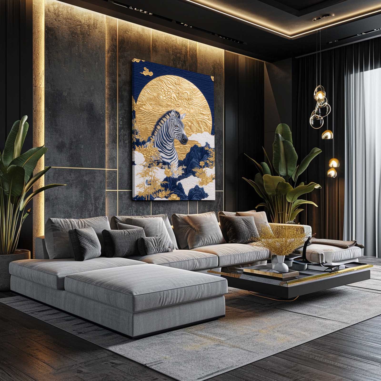 Modern Zebra Canvas – styled in a furnished interior