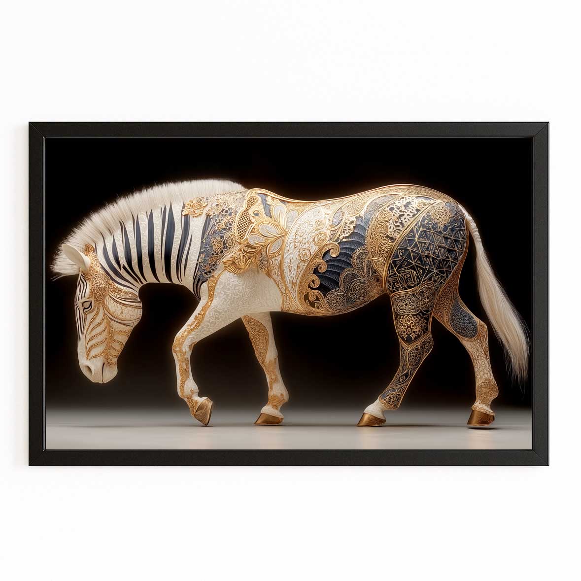 Modern Zebra Prints – with Premium Black frame on white background