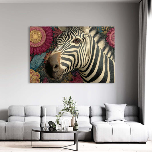 Modern Zebra Wall Art – styled in a furnished interior