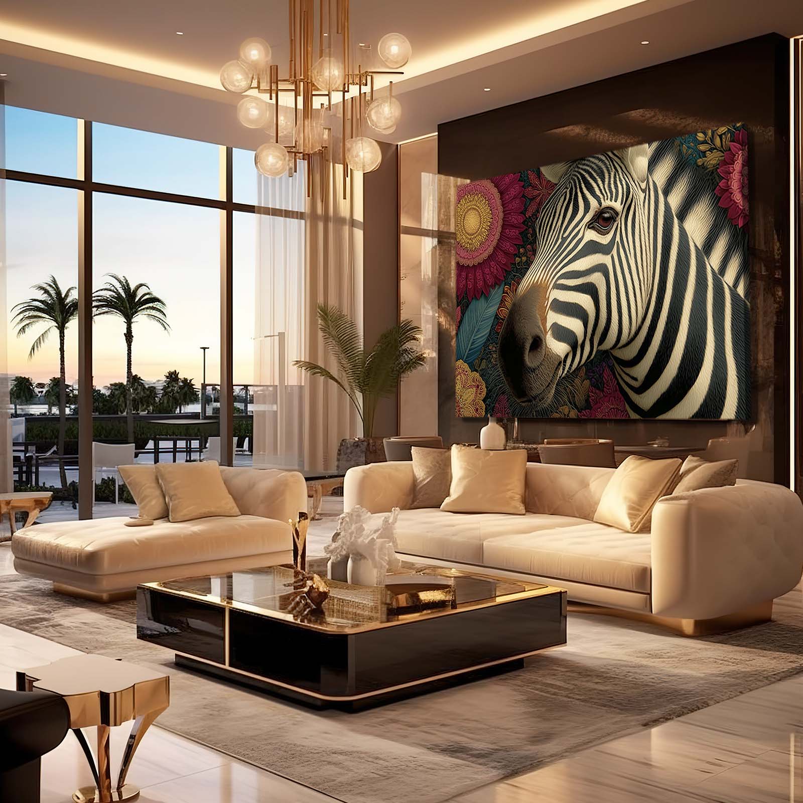 Modern Zebra Wall Art – styled in a furnished interior