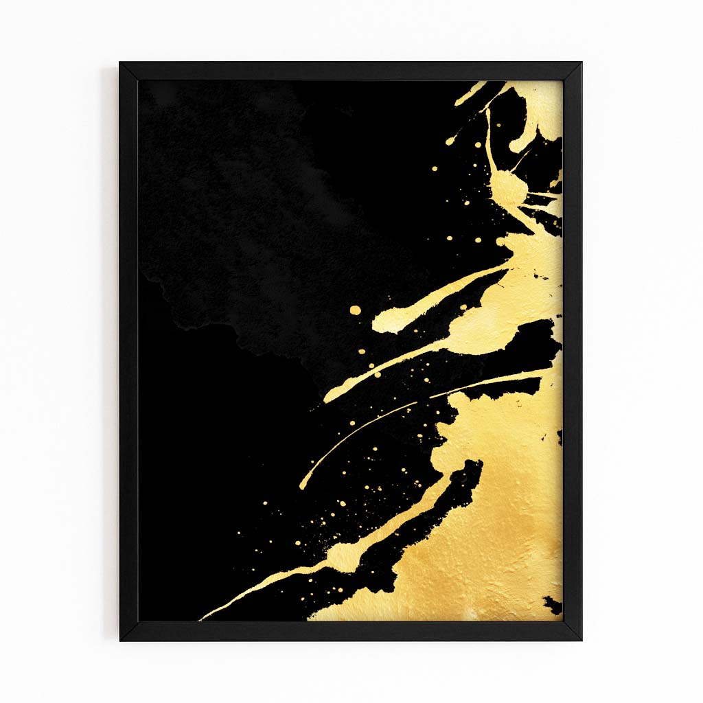 Molten Streak Gold Wall Decor – with Premium Black frame on white background
