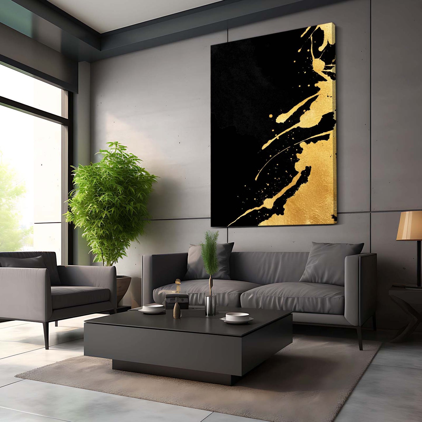 Molten Streak Gold Wall Decor – styled in a furnished interior