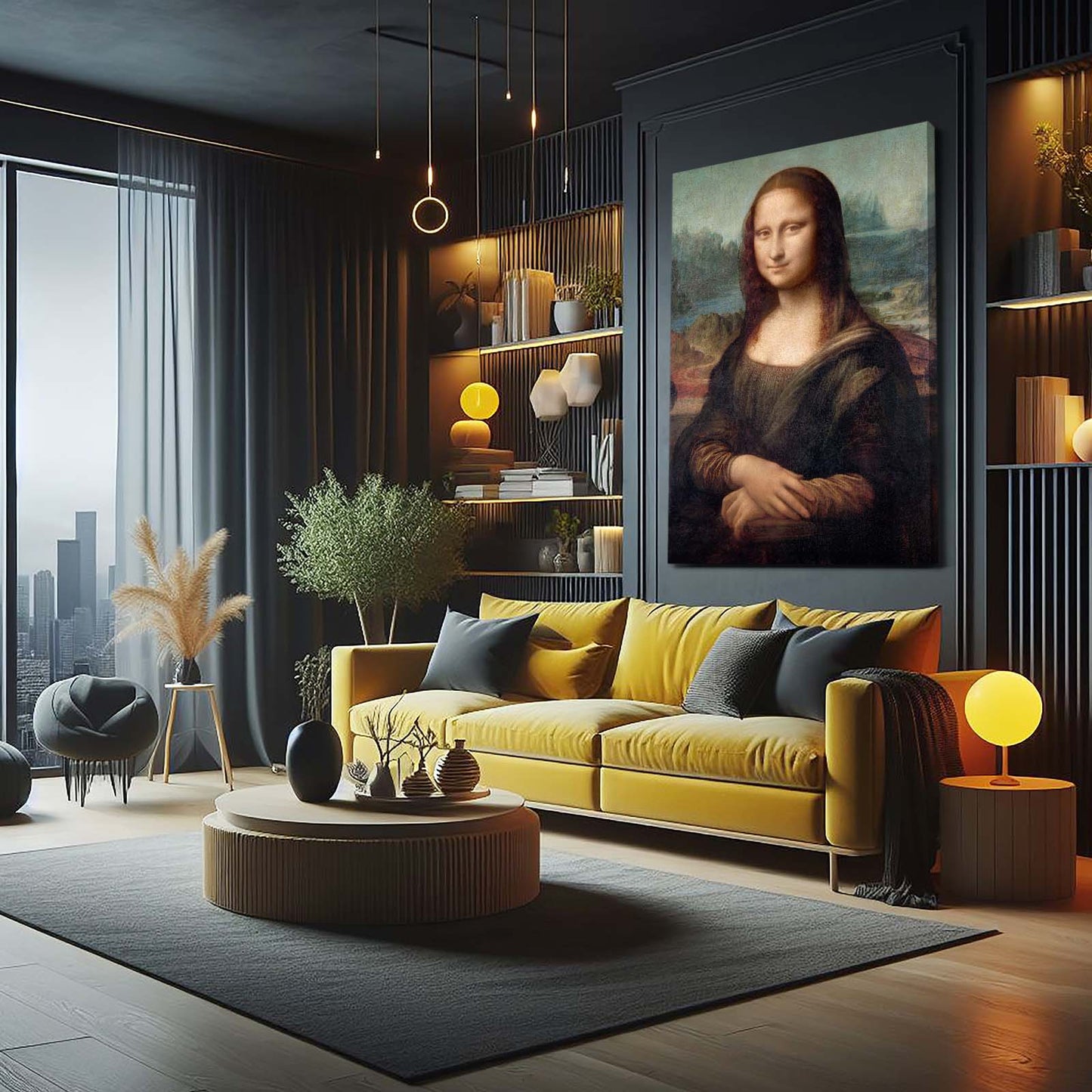 Mona Lisa Da Vinci Canvas – styled in a furnished interior