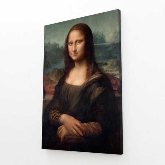 Mona Lisa Da Vinci Canvas — realism canvas print, angled canvas view on white background