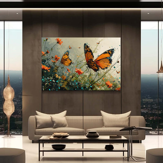 Monarch Butterflies Wall Art — canvas print in brown tones, view 3
