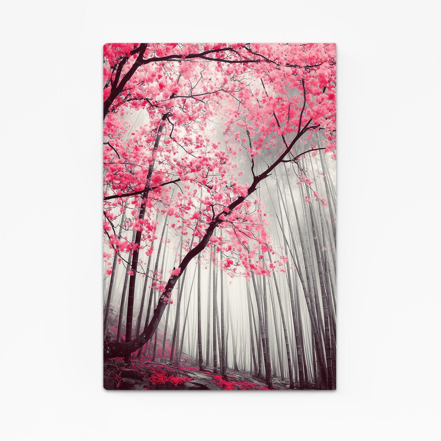 Monochrome Forest Path Cherry Blossom Wall Decor – monochrome forest path cherry blossom canvas print